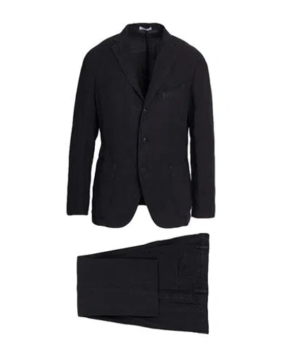 Boglioli Man Suit Midnight Blue Size 44 Linen In Black