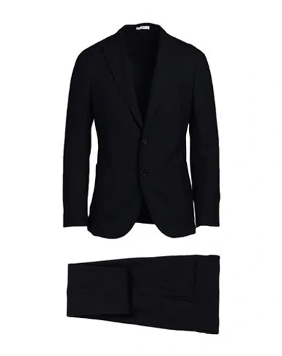 Boglioli Man Suit Midnight Blue Size 46 Virgin Wool, Elastane In Black