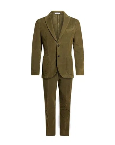 Boglioli Man Suit Military Green Size 36 Cotton, Modal, Elastane