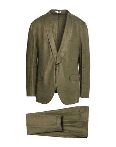 Boglioli Man Suit Military Green Size 36 Linen