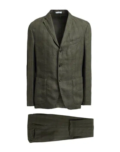 Boglioli Man Suit Military Green Size 40 Linen