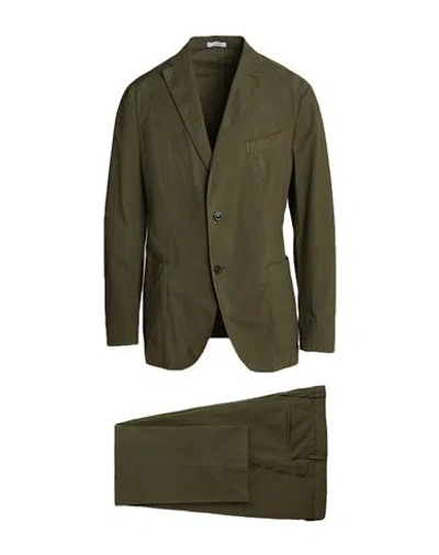 Boglioli Man Suit Military Green Size 42 Cotton, Elastane