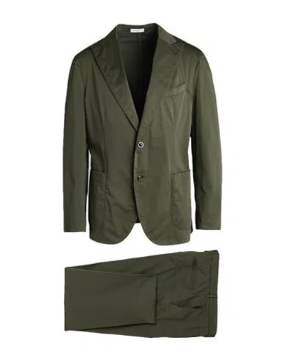Boglioli Man Suit Military Green Size 42 Cotton, Elastane