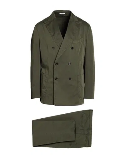 Boglioli Man Suit Military Green Size 44 Cotton, Elastane