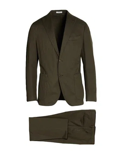 Boglioli Man Suit Military Green Size 44 Cotton, Linen, Elastane