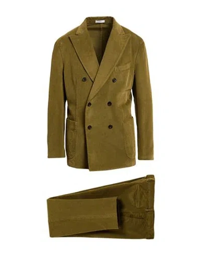 Boglioli Man Suit Military Green Size 44 Cotton, Modal, Elastane
