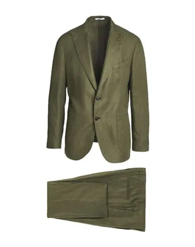 Boglioli Man Suit Military Green Size 44 Linen