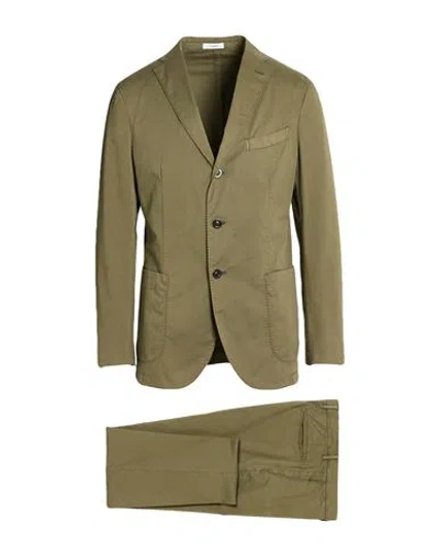 Boglioli Man Suit Military Green Size 46 Cotton, Elastane