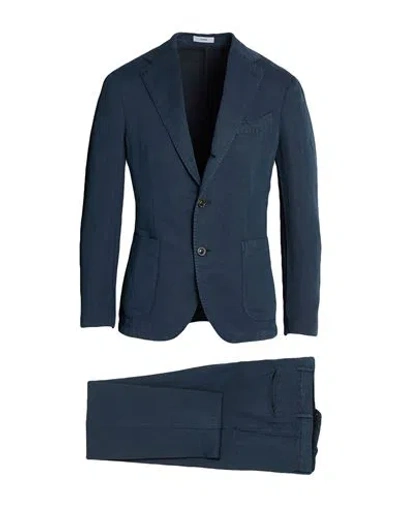 Boglioli Man Suit Navy Size 36 Cotton, Linen In Blue