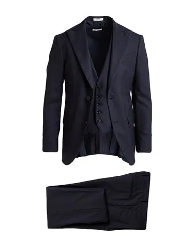 Boglioli Man Suit Navy Size 44 Virgin Wool In Blue
