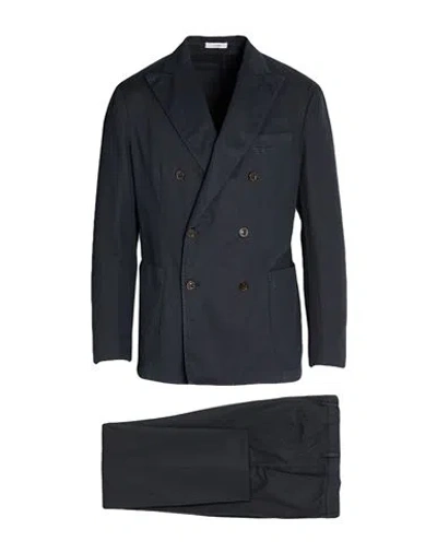 Boglioli Man Suit Navy Size 46 Cotton, Linen, Elastane In Blue