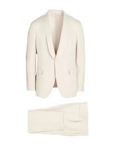 Boglioli Man Suit Off White Size 42 Linen In Neutral