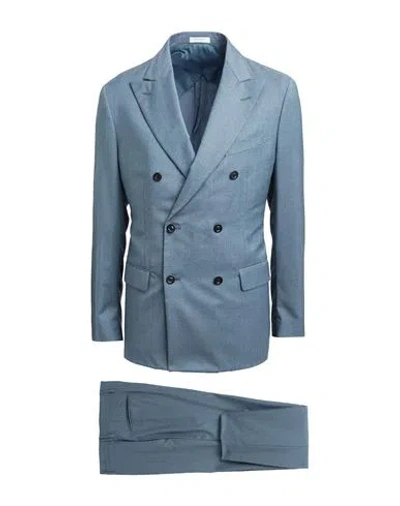 Boglioli Man Suit Pastel Blue Size 48 Virgin Wool