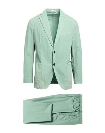 Boglioli Man Suit Sage Green Size 36 Cotton, Elastane