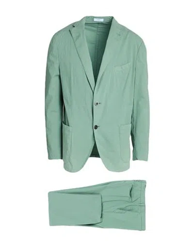 Boglioli Man Suit Sage Green Size 48 Cotton, Elastane