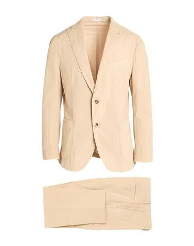 Boglioli Man Suit Sand Size 42 Cotton, Elastane In Neutral