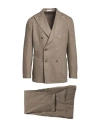 Boglioli Striped Double-breasted Suit In Beige
