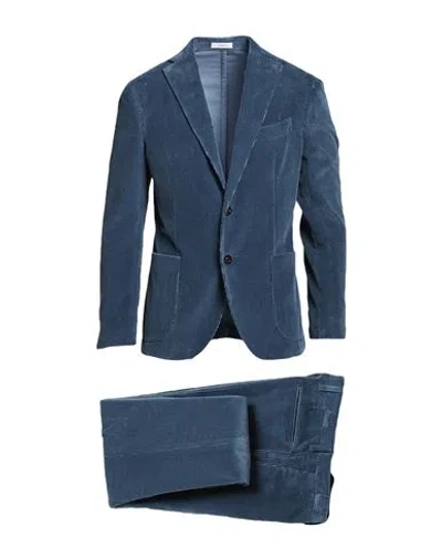 Boglioli Man Suit Slate Blue Size 42 Cotton