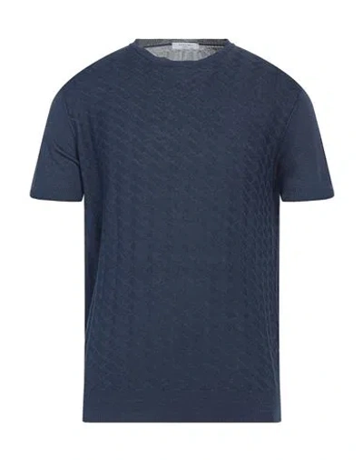 Boglioli Man Sweater Midnight Blue Size Xxl Linen