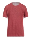 Boglioli Man Sweater Rust Size M Linen In Red