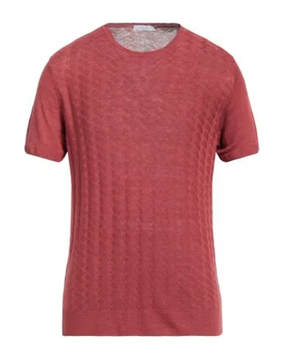 Boglioli Man Sweater Rust Size M Linen In Red