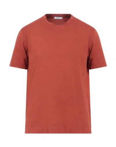 Boglioli Man T-shirt Rust Size Xxl Cotton In Red