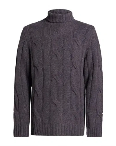 Boglioli Man Turtleneck Charcoal Size Xl Cashmere In Gray