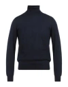 Boglioli Man Turtleneck Midnight Blue Size S Virgin Wool In Black