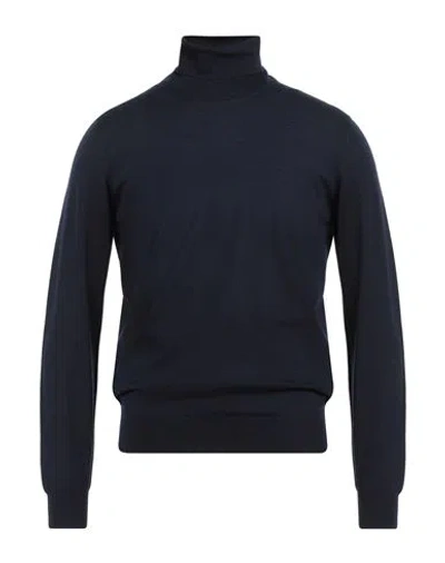 Boglioli Man Turtleneck Midnight Blue Size S Virgin Wool In Black