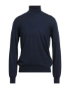 Boglioli Man Turtleneck Navy Size Xl Virgin Wool In Blue