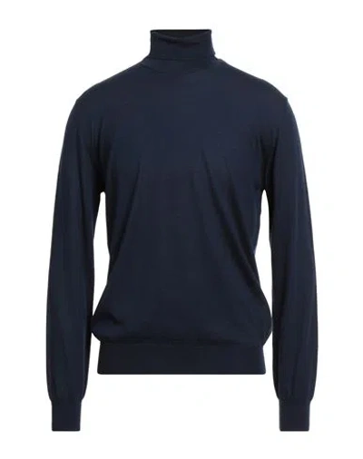 Boglioli Man Turtleneck Navy Size Xl Virgin Wool In Blue