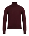 Boglioli Man Turtleneck Plum Size Xl Virgin Wool In Burgundy