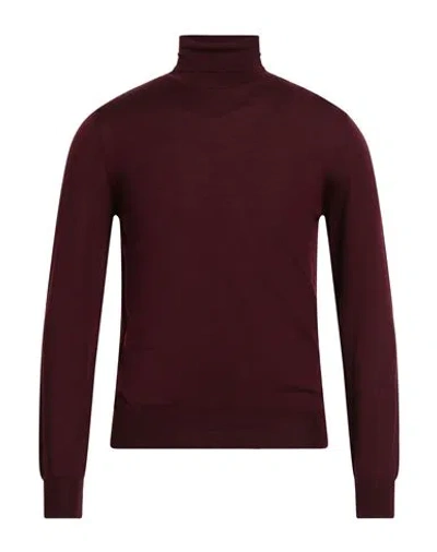 Boglioli Man Turtleneck Plum Size Xl Virgin Wool In Burgundy