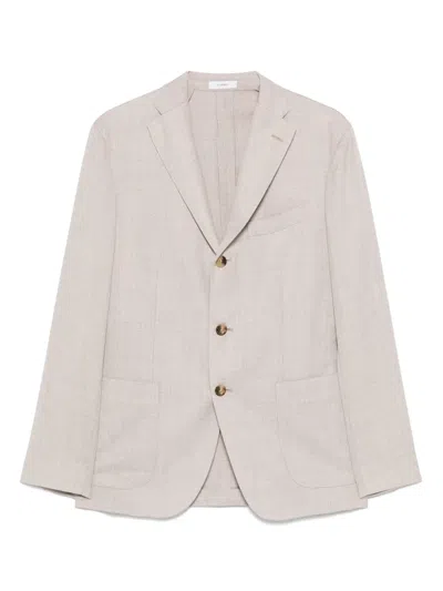 Boglioli Mélange-effect Blazer In Brown