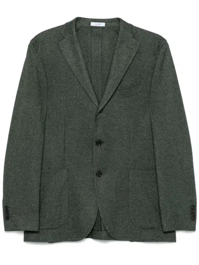 Boglioli Mélange-effect Blazer In Green