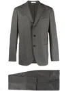 Boglioli Mélange-effect Single-breasted Suit In Grey