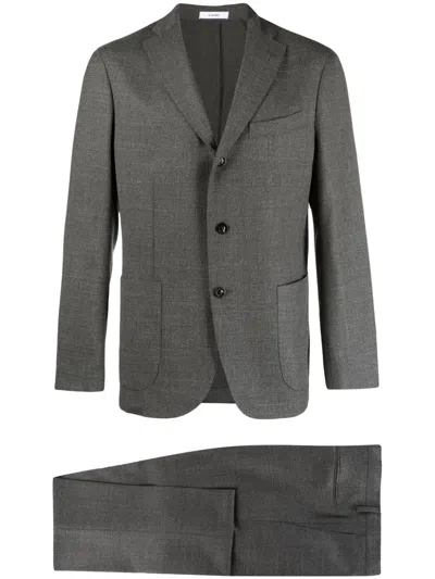 Boglioli Mélange-effect Single-breasted Suit In Grey