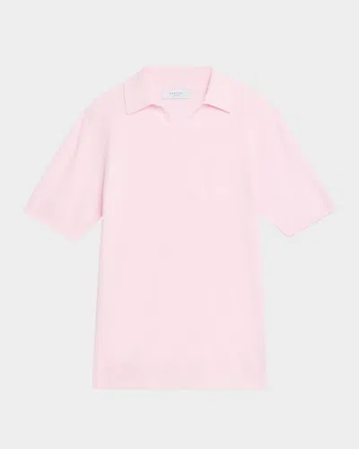 Boglioli Men & Apos;s Cotton Knit Johnny Collar Polo Shirt In Pink