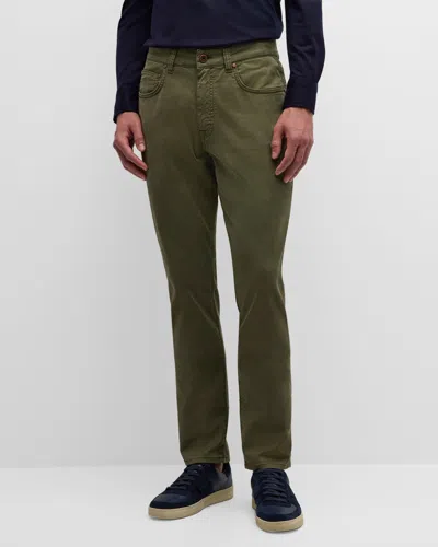 Boglioli Men's Cotton-silk 5-pocket Pants In Green