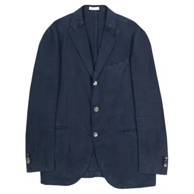 Pre-owned Boglioli Men's Dark Blue Linen Blazer It52 L, Excellent Condition