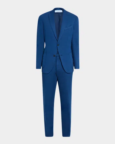 Boglioli Men's Garment-dyed Cotton And Linen Suit In Blue