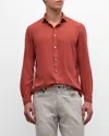 Boglioli Garment-dyed Linen Shirt In Orange/red