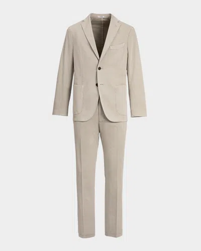 Boglioli Men's Garment-dyed Solid Suit In Brown