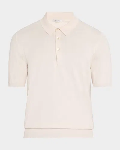 Boglioli Men's Garment-washed Cotton Polo Shirt In Beige