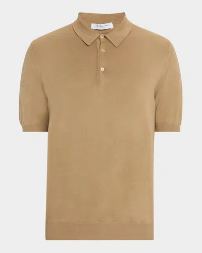 Boglioli Men's Garment-washed Cotton Polo Shirt In Sand