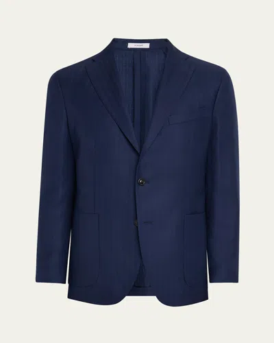 Boglioli Men's Herringbone Single-breasted Sport Coat In Navy-0785