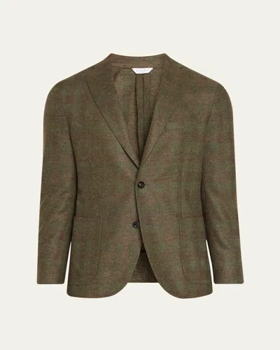 Boglioli Men's K-jacket Plaid Single-breasted Sport Coat In Brown