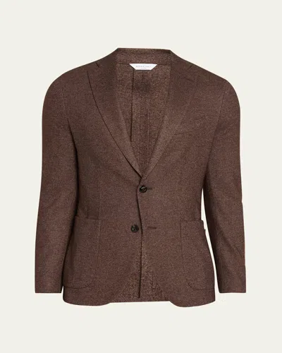 Boglioli Men's K-jacket Silk And Cashmere Jersey Knit Sport Coat In Brown