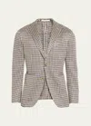 Boglioli K-jacket Houndstooth Check Linen Sport Coat In Navy &amp; Beige Vich