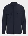 Boglioli Men's Overshirt With Band Collar In Navy-0780